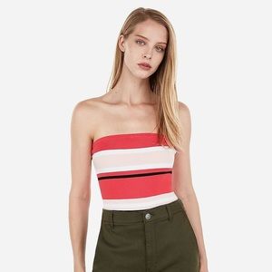 Express Pink Striped Tube Top NWT